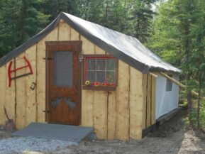 Exterior of glamping cabin