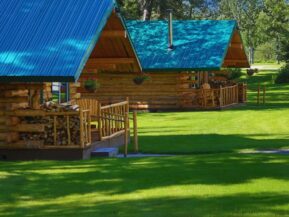 Wolf's Den Cabin on a beautiful sunshiny day